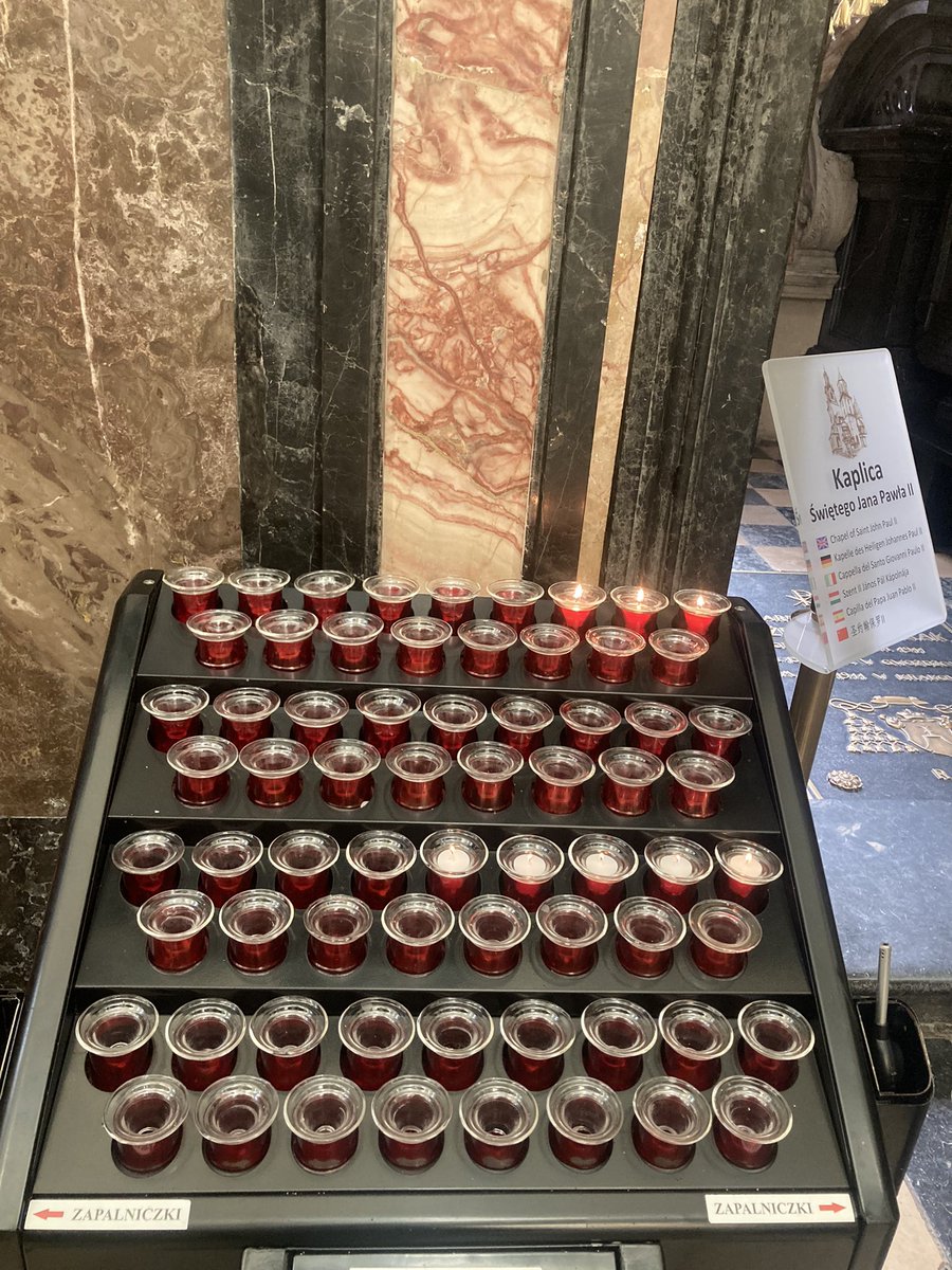 benedictrogers's tweet photo. And in the Chapel of Saint John Paul II, I lit candles and prayed for #HongKong, #Uyghurs, #Tibet, #China, #Taiwan, #NorthKorea, #Myanmar, #Ukraine, #Israel, #Gaza and the world - and asked #StJPII to pray for us, the world and, among that long list, to pray to #FreeJimmyLai https://t.co/zhxFwh5mga
