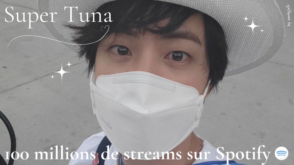 « Super Tuna » de #JIN vient de dépasser les 100 millions de streams sur Spotify 🎊 CONGRATULATIONS JIN #SuperTuna100M