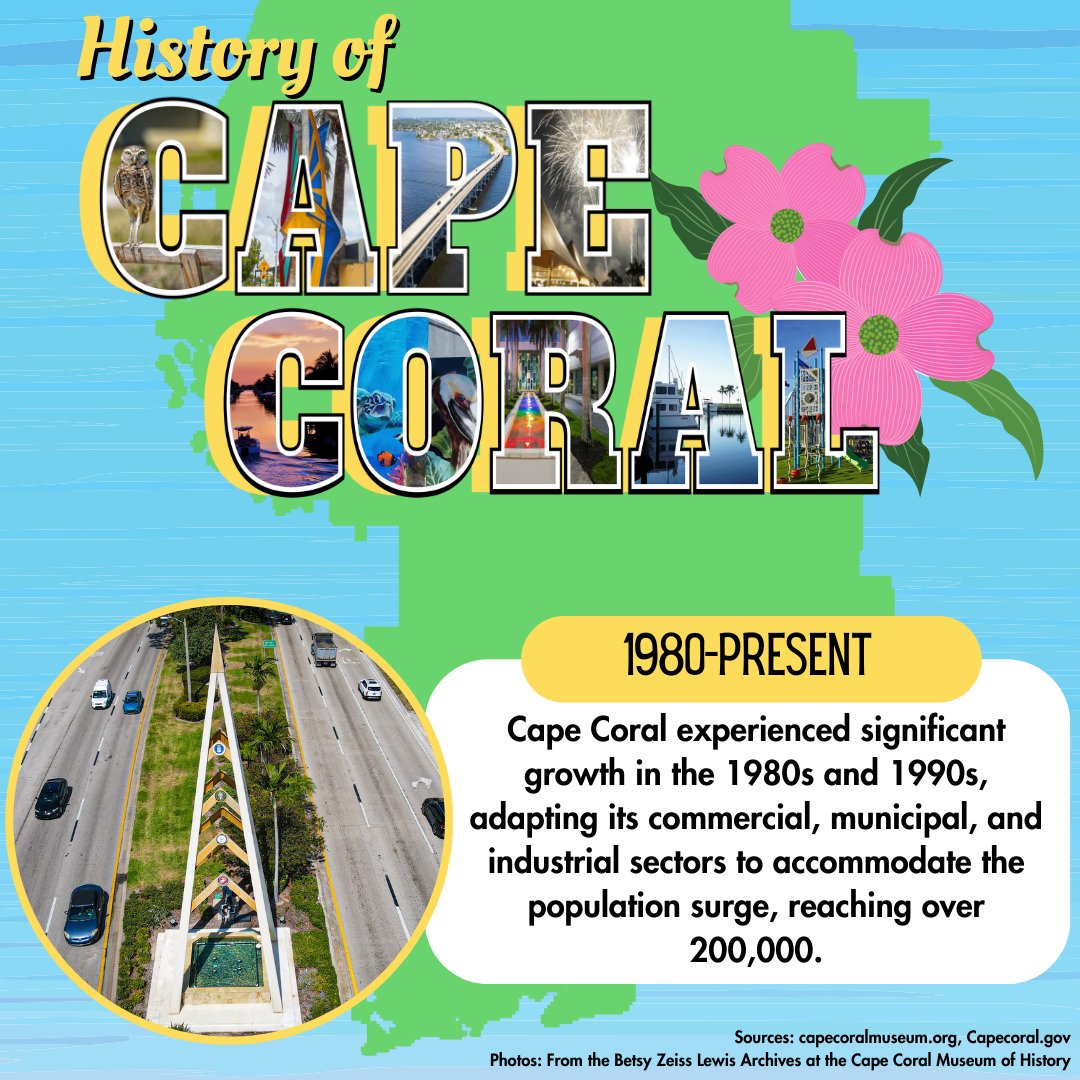 🌟 Exploring Cape Coral's history, we've seen remarkable growth from 1980 to 2021, with our population expanding from 30,000 to over 200,000 residents! 🏙️ Let's celebrate our city's journey and look forward to a thriving future! #CapeCoralHistory #CommunityGrowth 🌴🏡