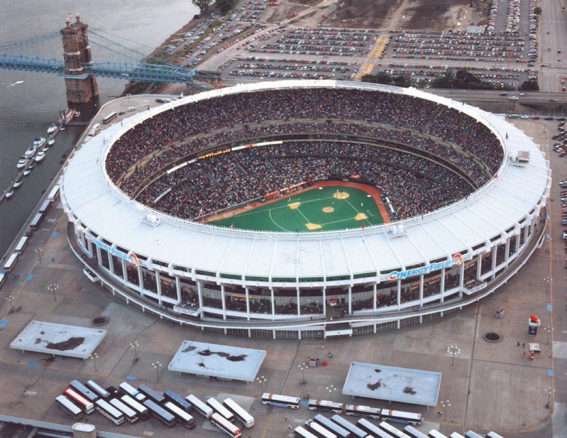 What was the first major league ballpark where you saw a game? I’ll start us off with that gorgeous concrete bitch known as Riverfront Stadium. And if you call it “Cinergy Field” I’ll fight your ass.