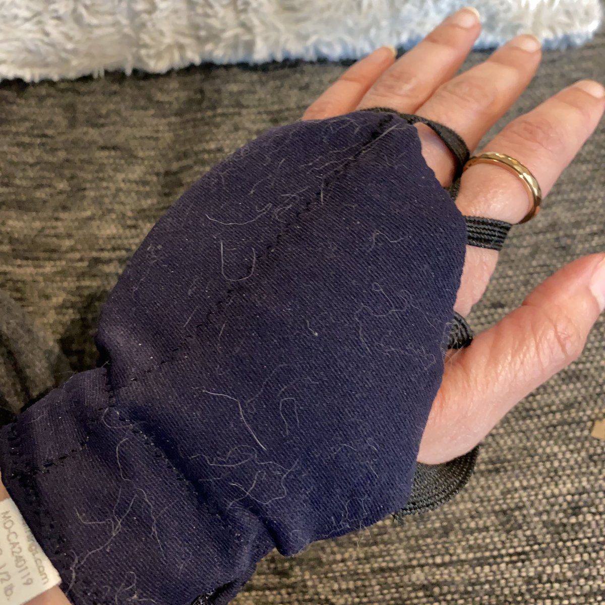 If you have hand tremors, highly recommend these weighted gloves. I wouldn’t have been able to sew the cat toy or color in a coloring book today without the them. They’re very helpful! Got them from a small business on Amazon. They do not come with all the cat hair 😄