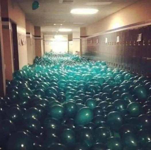 From Facebook: “A professor gave a balloon to every student, who had to inflate it, write their name on it and throw it in the hallway. After the professor mixed all the balloons up, the students were given 5 minutes to find their own balloon. Despite a hectic search, no one