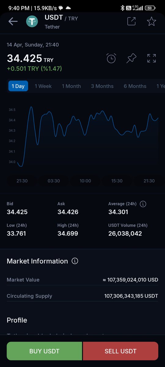 Dolar kripto borsasinda 34.700 ü gördü bugün.