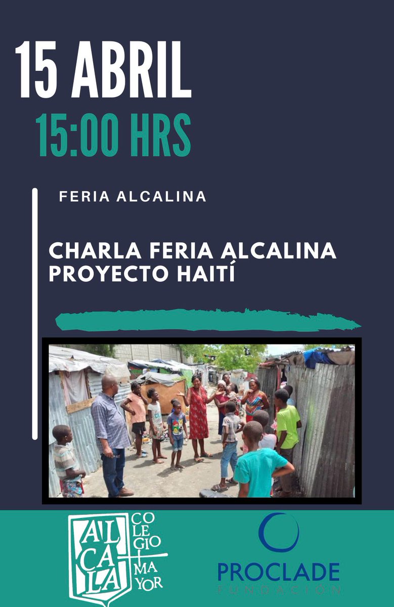 cmalcalaoficial's tweet photo. ¡MAÑANA A LAS 15:00, CHARLA DE CONCIENCIACIÓN SOBRE HAITÍ! 🇭🇹
Se hablará de la importancia del proyecto en Haití de @fproclade, el cual apoyaremos con nuestra Feria Alcalina.
#SomosCCMM #UnMayorEsMás #Proclade https://t.co/LyQlJK87rg