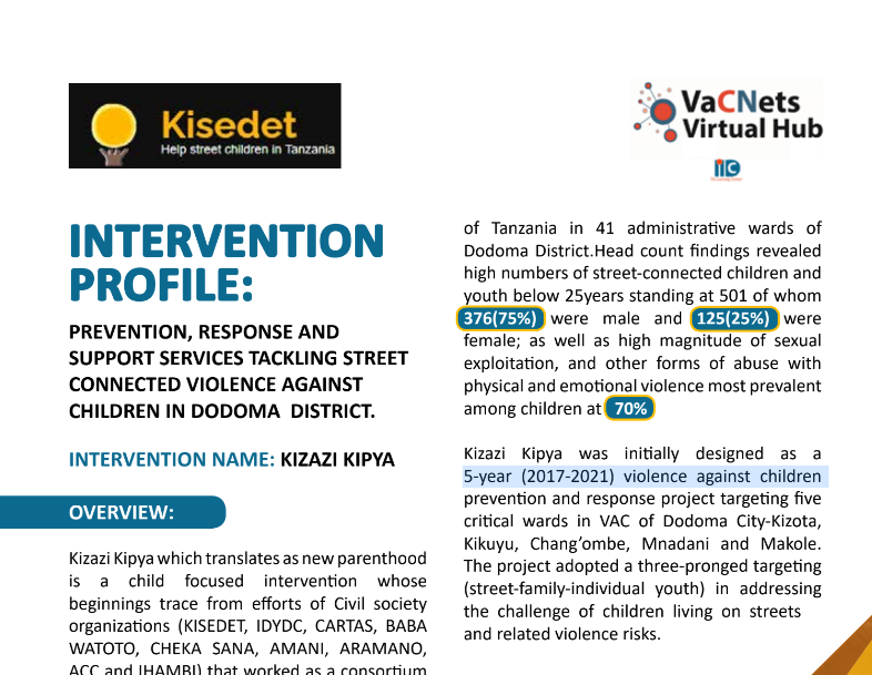 vacnets's tweet photo. Kigwe Socio Economic Development &amp; Training decision to implement Kizazi Kipya in Dodoma, Tanzania was informed by 2018 head count report on children living and working on streets jointly conducted by @RailwayChildren @PactTanzania @Ipsos ,Safina Street Network &amp;  the Gov't. https://t.co/iwIdqE9lzz