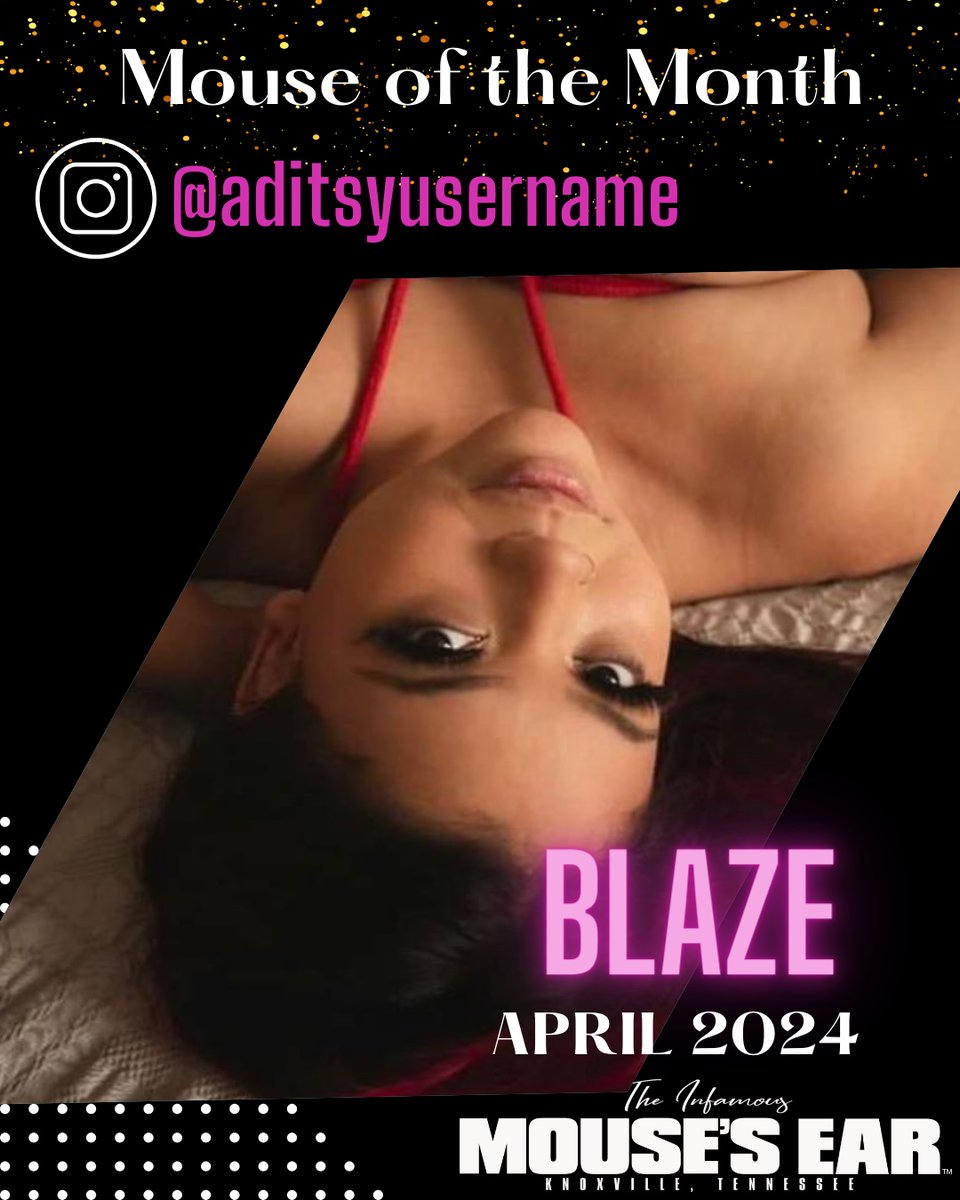 Say HI to our Mouse of the Month - BLAZE! She's 24 years old and enjoys hiking, reading, and collecting vintage Playboy magazines. Ask her about our VIP rooms today! . . . #MousesEar #Knoxville #Spotlight #MouseofTheMonth #TheBigCheese #Entertainers #KnoxvilleNightlife #Mo...