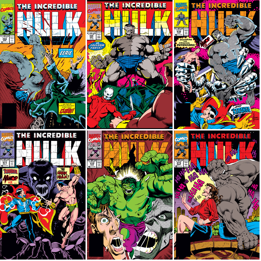 Incredible Hulk #368-373 cover dated April-September 1990.