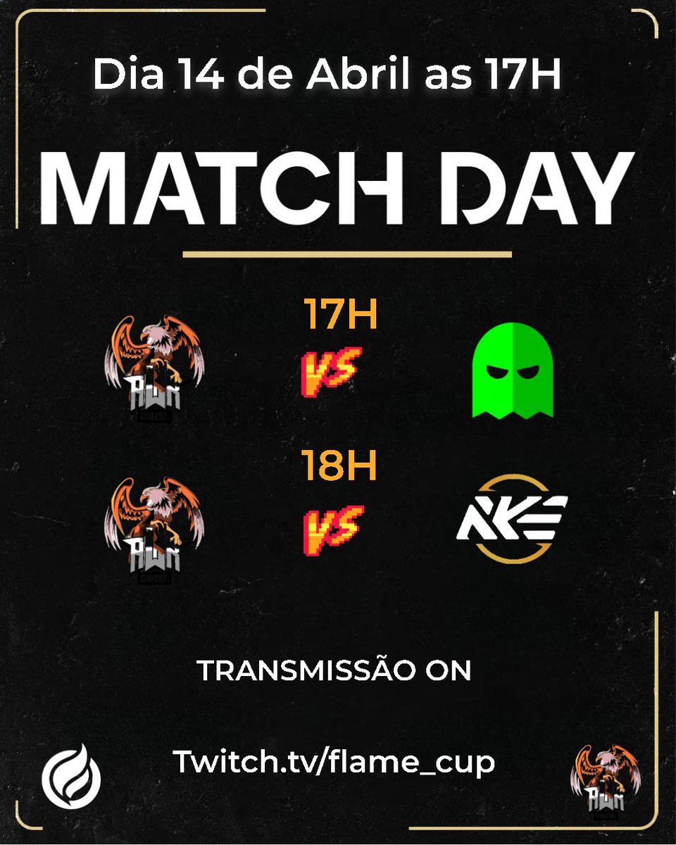 HOJE TEM FLAME CUP!!!!

17H Contra <a href="/nowayesportsOFC/">NoWay E-Sports</a> NOW

18H Contra <a href="/nkeesports/">Nuke E-Sports</a> NKE

Ao vivo em twitch.tv/flame_cup

#GoAWK #Leagueoflegends #esports