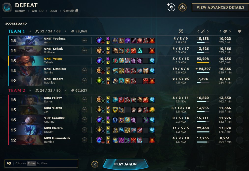 Unfortunately, this is where my journey ends in this split. I will do as much as I can to improve and get to the next split. GG 🫤