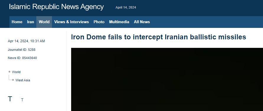 Maybe because Iron Dome is not meant to stop ballistic missiles. The Arrow-3 is, and it worked well.