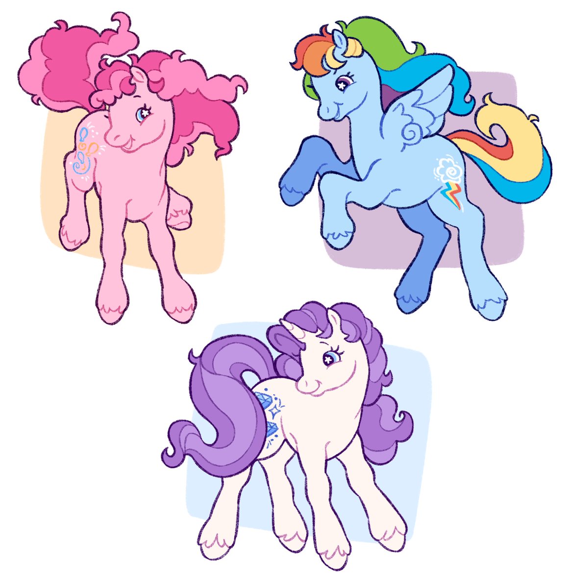 just some little gen 2 ponies ☀️🍎🫐!!