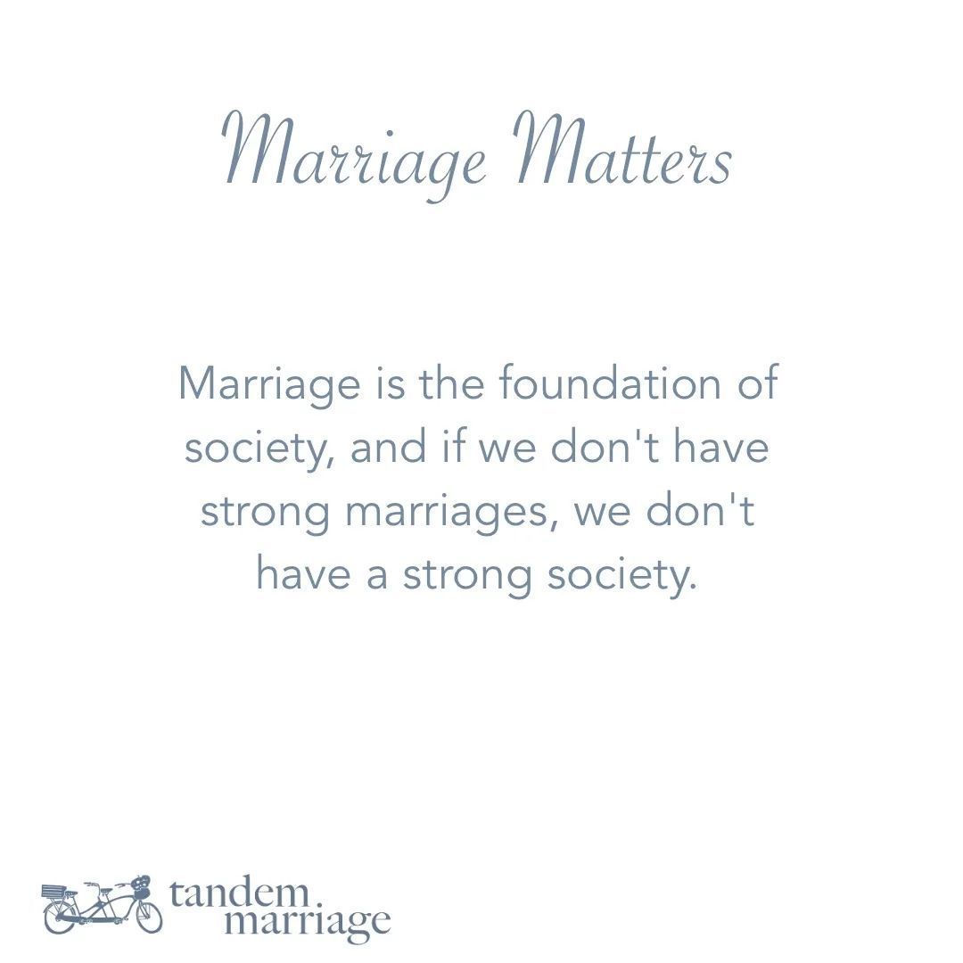 Marriage is the foundation of society, and if we don't have strong marriages, we don't have a strong society.
 
Marriage is intended to have a purpose; what’s the purpose for yours?
 
TandemMarriage.com/post/vows1
 
#GodlyMarriageGoals #TeamUs #MarriageGoals