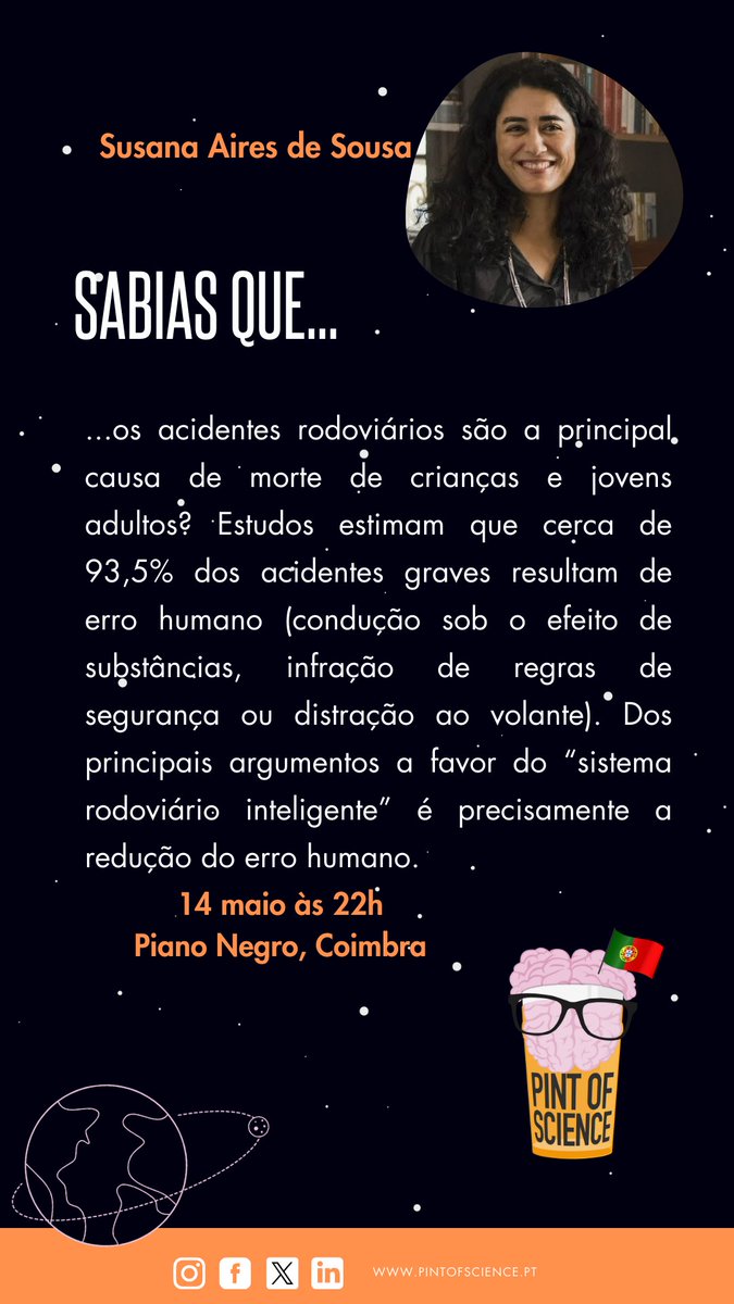 Dia 14 maio às 22h, teremos Susana Aires de Sousa a 'Chatear Camões', no Piano Negro, com a explicação de quem responde quando a Inteligência Artificial falha 👩🏻‍💻🤖

#pintworld #pintofscience #pintofscienceportugal #pint24 #portugal #coimbra