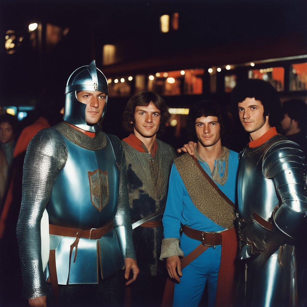 SquareTomarto's tweet photo. A Knight out with the Boys... 🍻🌃

#KnightOut #aiartcommunity https://t.co/u9EK0vcsVj