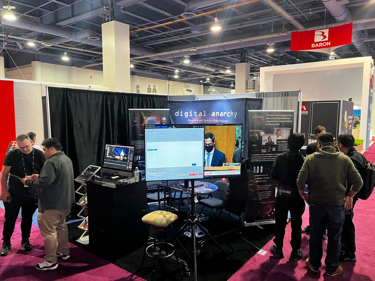Digital_Anarchy's tweet image. We are back at LVCC Vegas South Hall - right next to @Adobe - to demo Beauty Box A.I. (hint: teeth whitening!) and the transcript-sharing capabilities of  #Transcriptive com. Come by booth SL7043 to catch up with the anarchists and see some award-winning #video plugins! #NAB2024