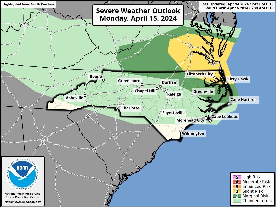 With the Sunday afternoon update, SPC has increased the risk for strong to severe storms for parts of North Carolina for Monday afternoon and evening... The main threats would be strong winds and hail with these potential storms. #SpectrumNews1 #ncwx