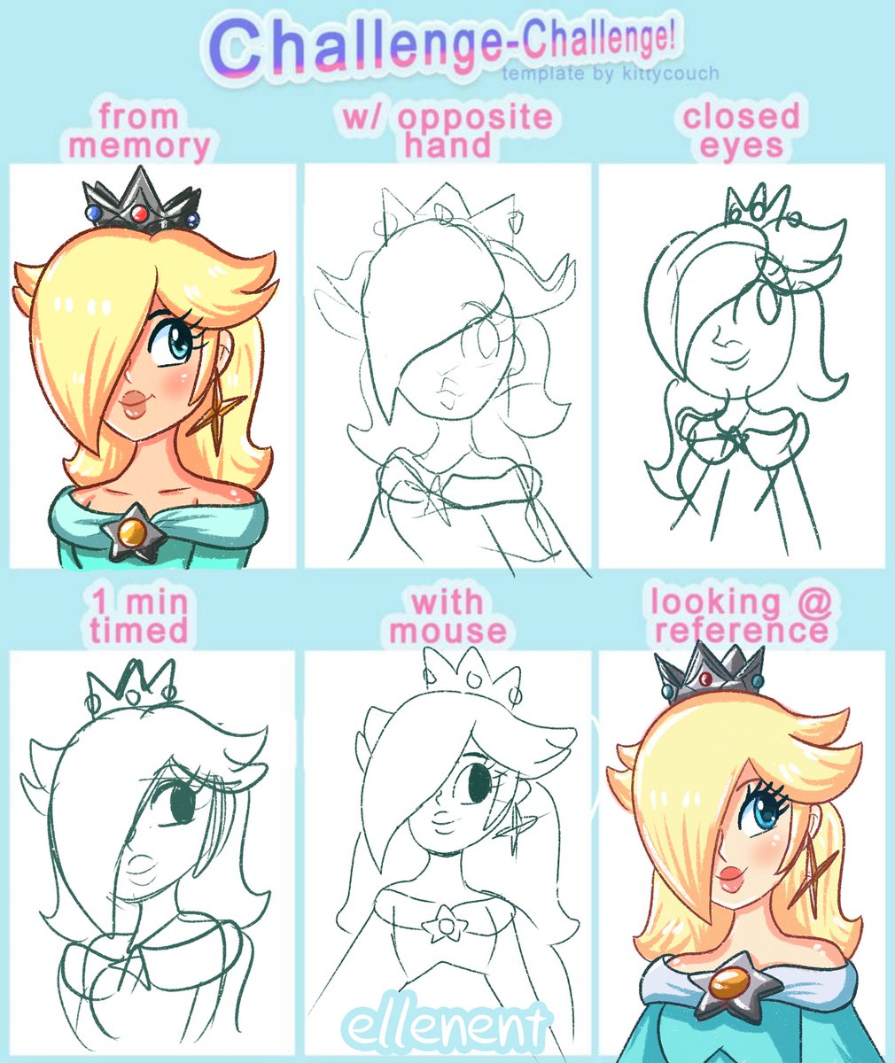 Drawing challenge I did with Rosalina! Discovered I can't use my left hand lol