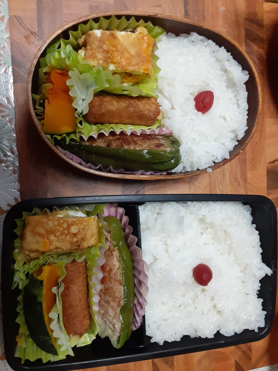 4月15日息子のお弁当
ピーマンの肉詰め弁当