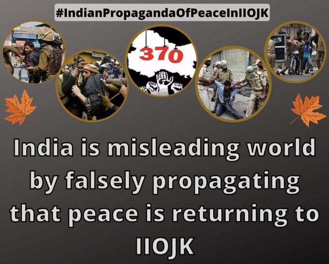 #Indian_Propaganda_Of_Peace_In_IIOJK
Post Art 370 revocation, India is trying to show world that new era of so-called peace & development has started in Kashmir
