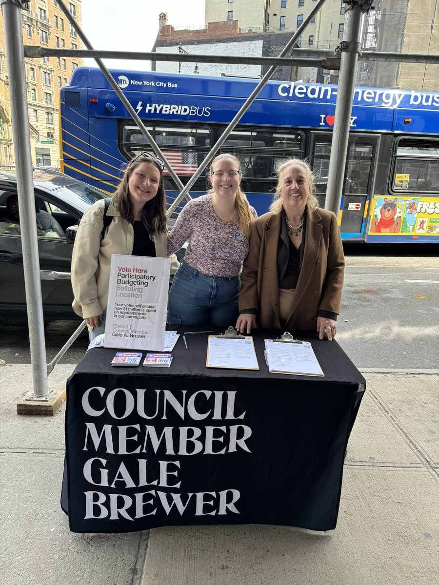 @galeabrewer Participatory Budgeting today Sun 4.14 2024 at table at 72 St & Bway! We are now at District Off, 563 Columbus Ave/87 St until 4pm. And you can vote online until midnight Apr 14 pbnyc.org/vote Spend $1 million on projects you support! 11 yr olds + can vote!