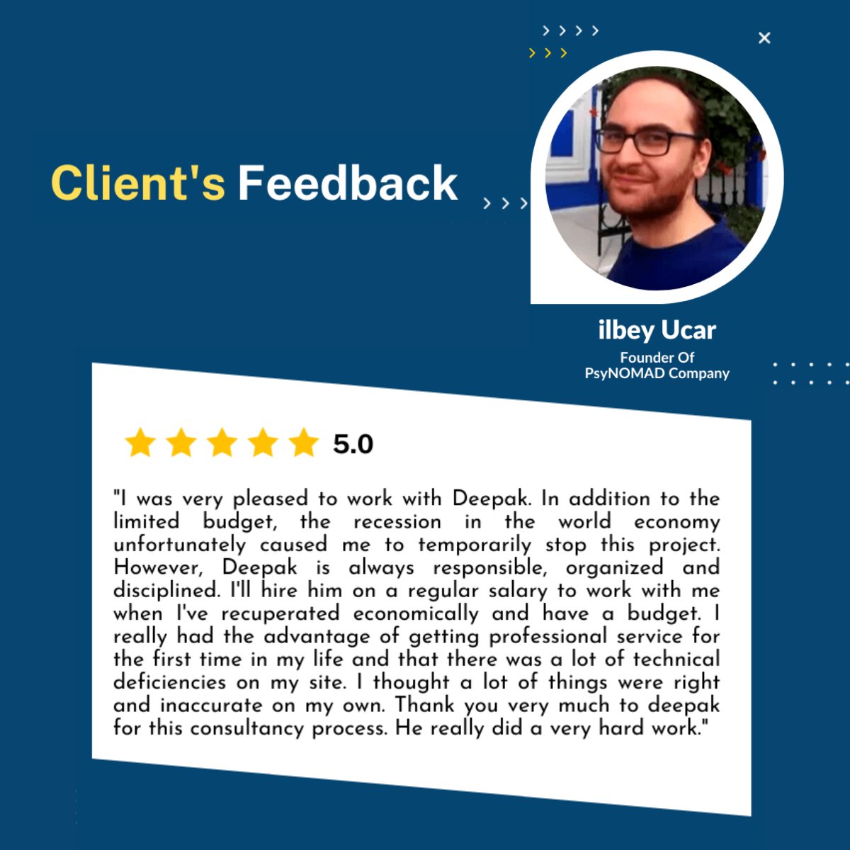 DigitalDeepIT's tweet image. Thrilled to share that my client, Ilbey Ucar, has given me a 5-star rating on Upwork! 🌟🎉 It’s always rewarding to see my hard work appreciated. Looking forward to more successful collaborations! 😊🙌

#UpworkSuccess #ClientSatisfaction #FiveStarReview #FreelanceLife #WorkGoals