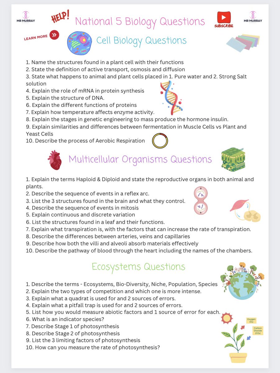 N5 Biology Questions 📲 PDF of N5 Biology Questions for pupils with help embedded links at the top of PDF ⁉️ PDF LINK 🔗 drive.google.com/file/d/1ufY1KX… Rather a Google Form to do it digitally? Don’t forget to make yourself a copy and not use the direct FORM. 🔗
