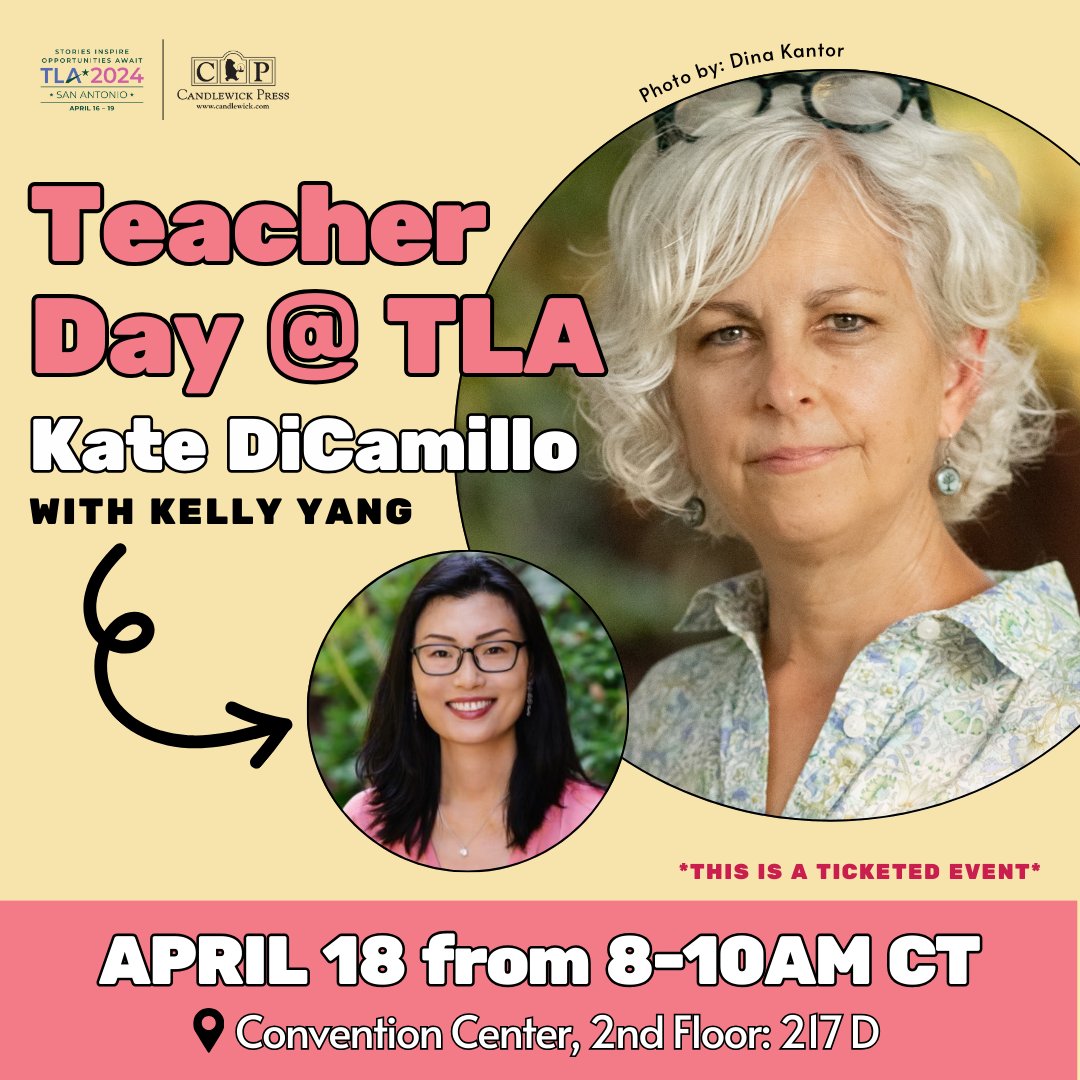 Join best-selling authors #KateDiCamillo and @kellyyanghk as they discuss their newest books during their keynotes at Teacher Day @ TLA on Thurs, April 18 at 8-10AM CT! ‼️ THIS IS A TICKETED EVENT ‼️ Visit this 🔗 to learn more: txla.org/tla-groups/div… @Candlewick @TXLA