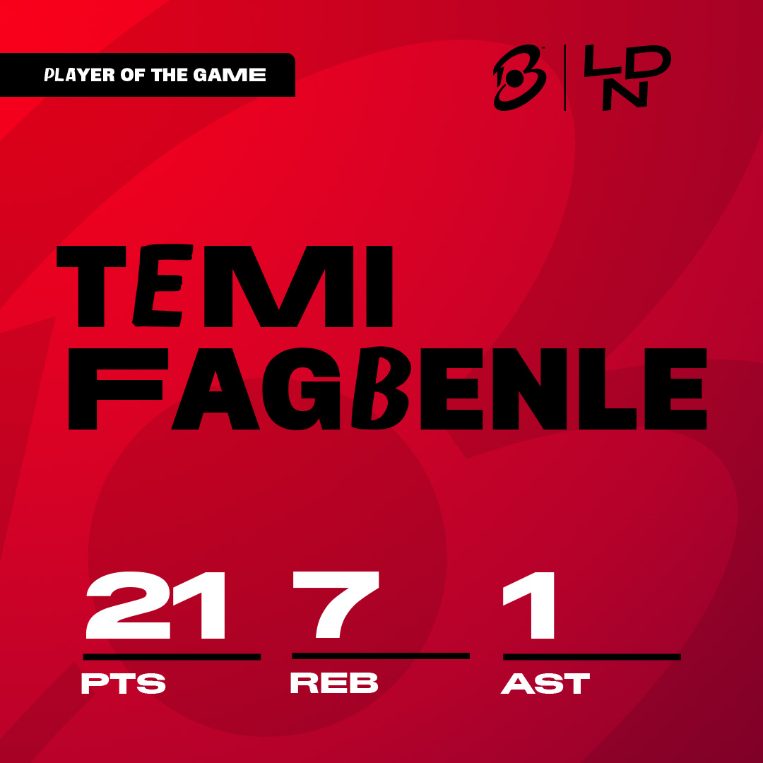 You Player of the game is @TemiFagbenle 🔥 Fagbenle dominated on offence for the @londonlionsw with an impressive 90% FG shooting 10-11 from the field🫡 #UNBEATABLE #BritishBasketballLeague