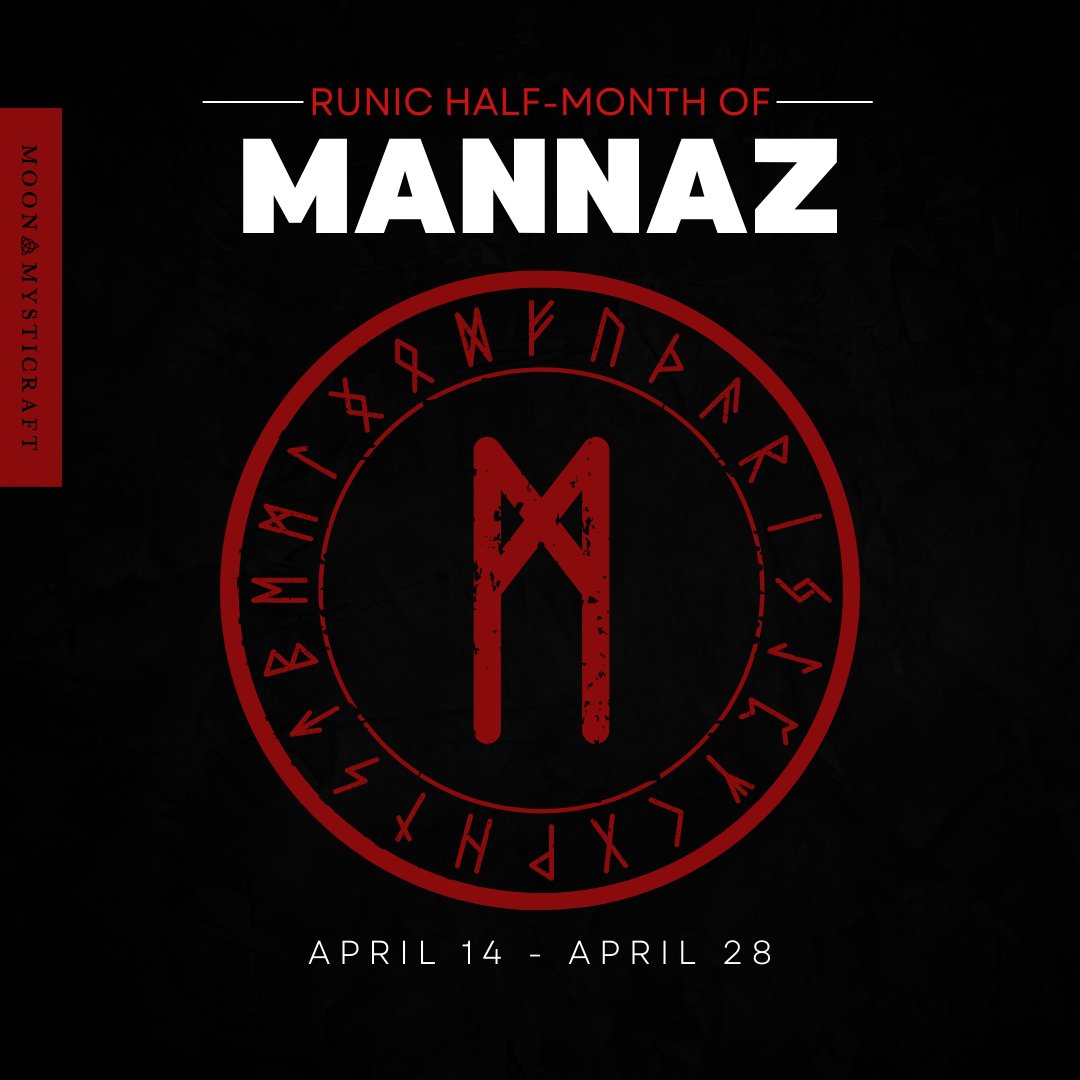 MoonMysticraft's tweet image. Explore the Runic Month of Mannaz / Man from April 14 to April 28, delving into Humanity and The Self. This period invites reflection on the archetypal reality of the human condition. 💫 🌟 🌿 #Mannaz #Man #HumanityAndTheSelf #ArchetypalReality #FortnightOfReflection