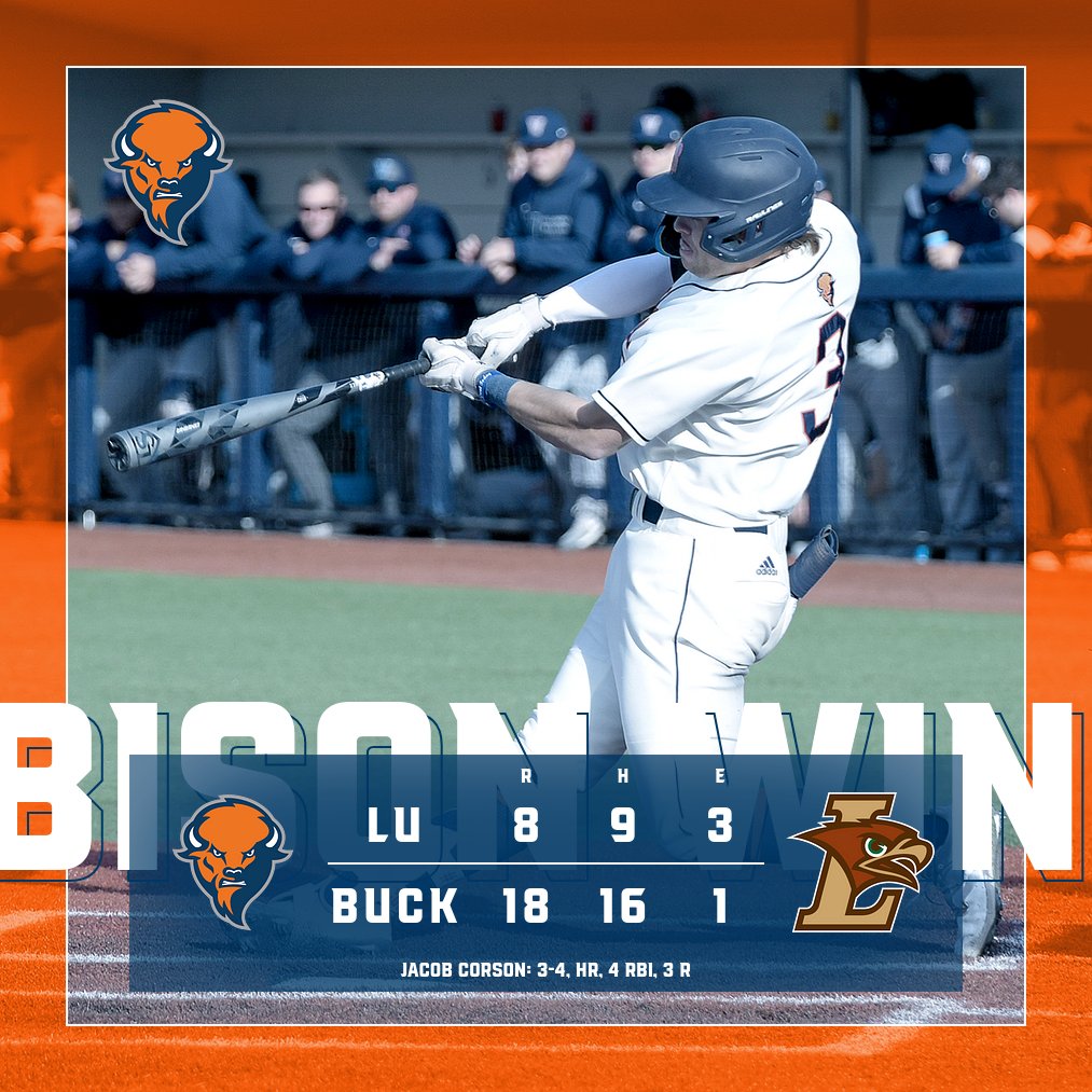 BISON WIN! Season-high 18 runs and 9 extra-base hits today in a run-rule victory over the Mountain Hawks. #rayBucknell