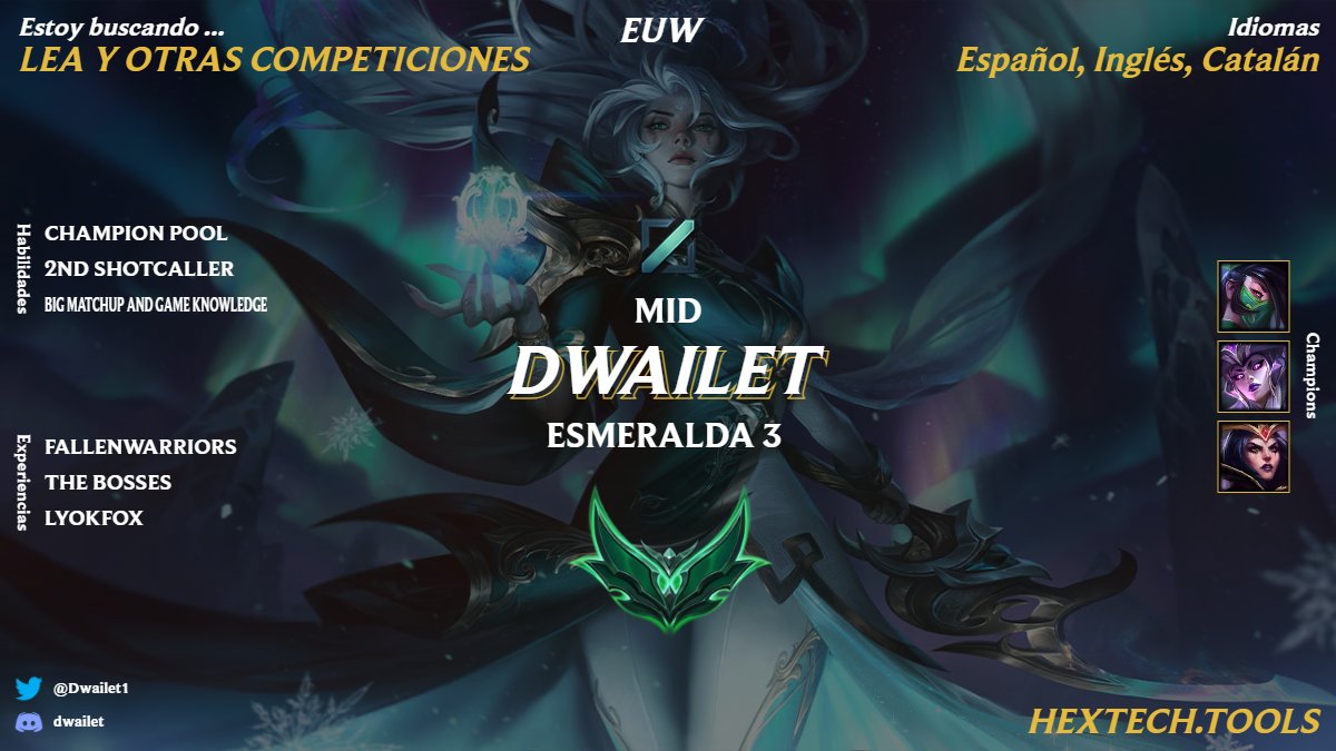 Finalizado el split estaré escuchando ofertas como mid de cara al siguiente split, para más info MD. Se agradecen rts!