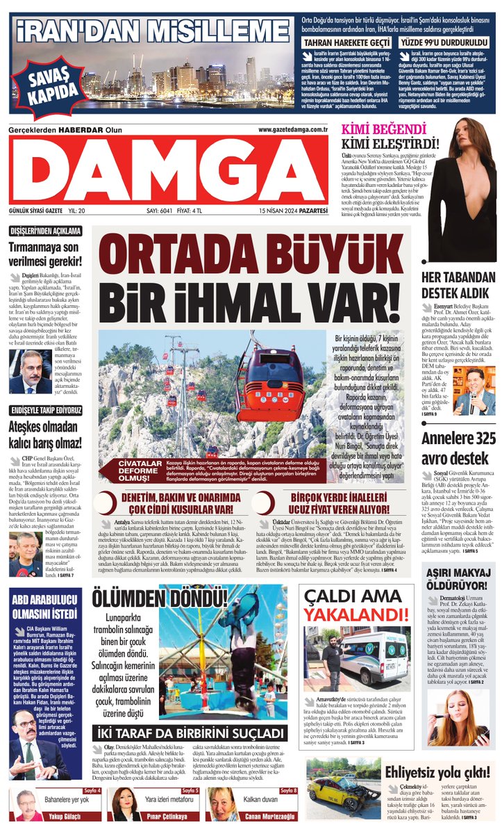 DAMGA 15 Nisan Manşeti Ortada büyük bir ihmal var! gazetedamga.com.tr/manset-haber/d…