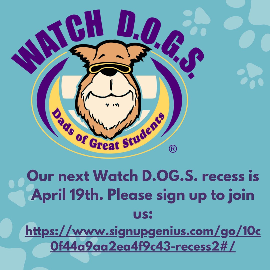 April's Watch D.O.G.S. Recess is this Friday!

Please sign up to hang out with our Chargers at recess at: 
signupgenius.com/go/10c0f44a9aa…

#gochargers #community #togetherwearestronger #jeffersonpta

@EPS_JeffersonES @everettschools @EPS_Region2 @DrIanBSaltzman
@EverettPTSA