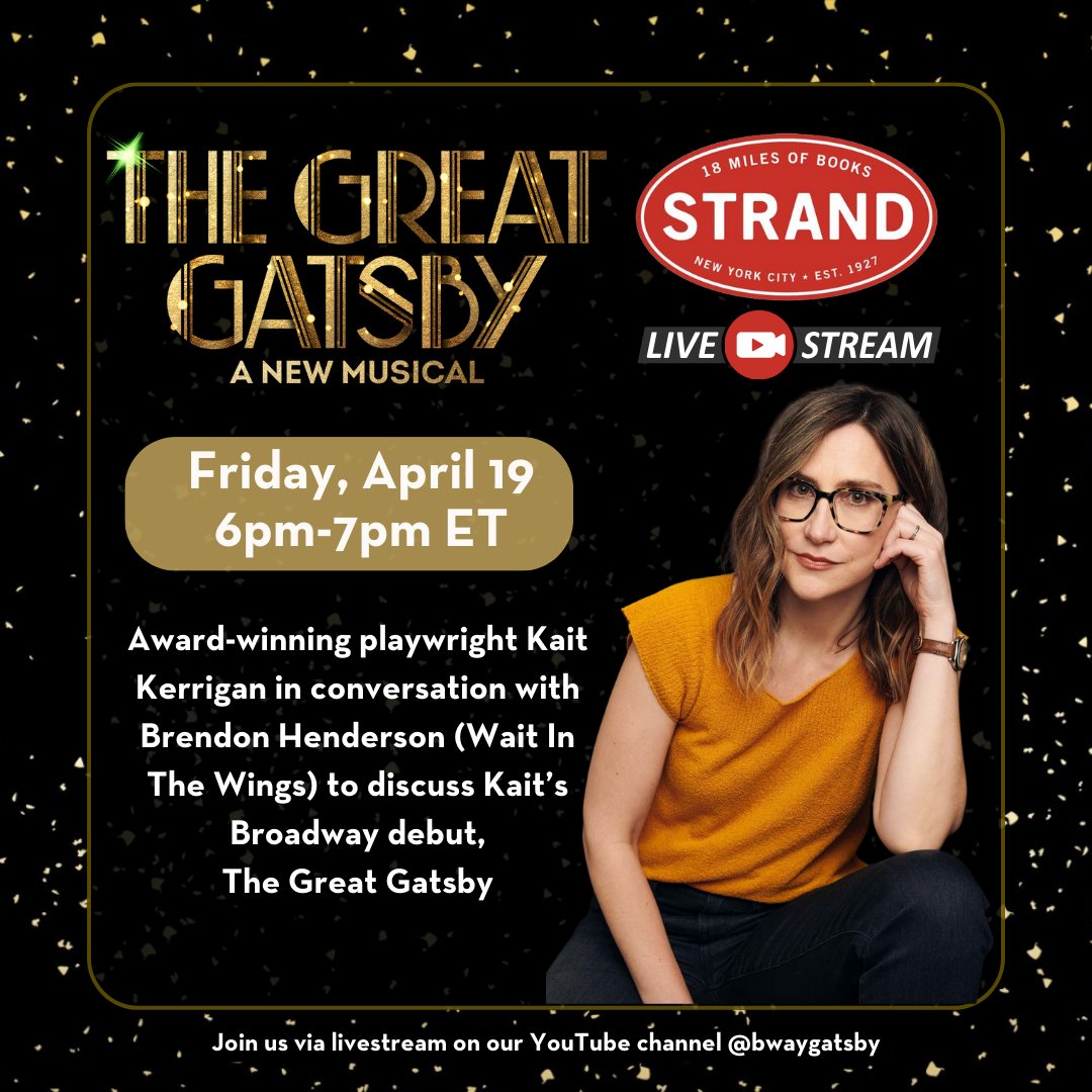 🚨ATTN: OLD SPORTS 🚨 Don't live in NYC but craving all the Gatsby goodness? We have a treat for you. We will be LIVESTREAMING a Q&A conversation with our book writer: 🗓 Friday, April 19th 6pm-7pm ET on @bwaygatsby YouTube Channel