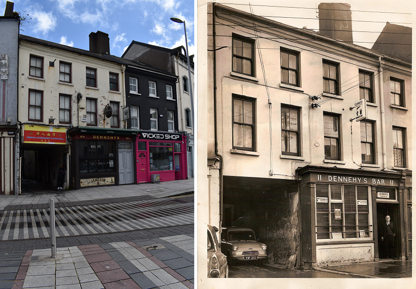 Timewarp of Dennehy's Pub, Cornmarket Street #Cork then (c1964) and now (2024) #LoveCork #PureCork #CorkLike #TimewarpCork B&W📸Dennehys
irishfamilydetective.ie/timewarp