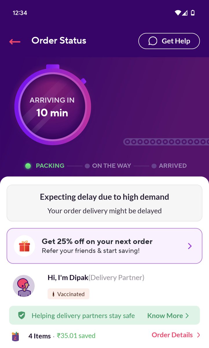 yajushreshtha's tweet photo. @zeptocares you guys have the worst service ever , i have been waiting for my order for past two hours and it's still no help from customer care and the delivery guy as well.Placed the order around 10:30 and it's still not responded at all , it still shows it's getting packed. https://t.co/Os0eIlUe57