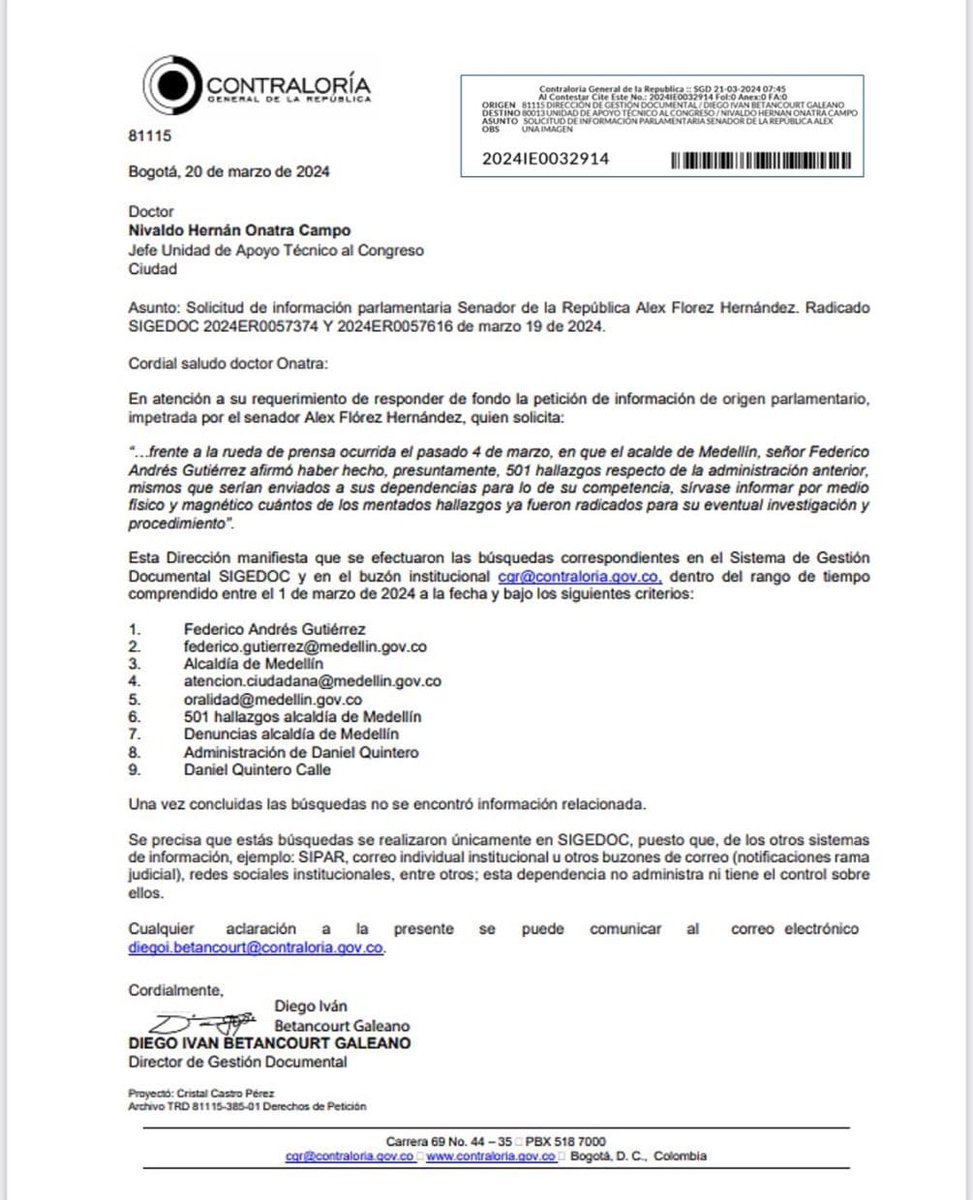 AlejoToroAnt's tweet photo. Contraloría confirma lo que siempre dijimos: El alcalde Gutiérrez nunca envío pruebas de los '501 hallazgos de corrupción' en la alcaldía de Daniel Quintero.

Todo fue un show, amplificado por la prensa opositora de los gobiernos alternativos regionales y del gobierno nacional. https://t.co/pnxRRSEBvT