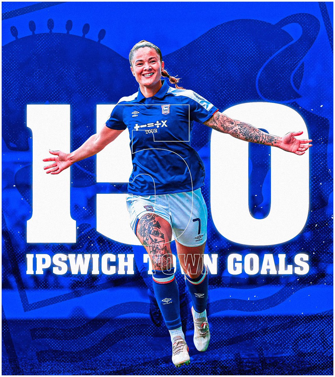 𝗧𝗛𝗢𝗠𝗔𝗦 1️⃣5️⃣0️⃣ Huge congratulations to our iconic number seven, Natasha Thomas, on reaching 150 goals for the Club! Miss Ipswich Town 🚜 #itfc | @NatashaThomas_7