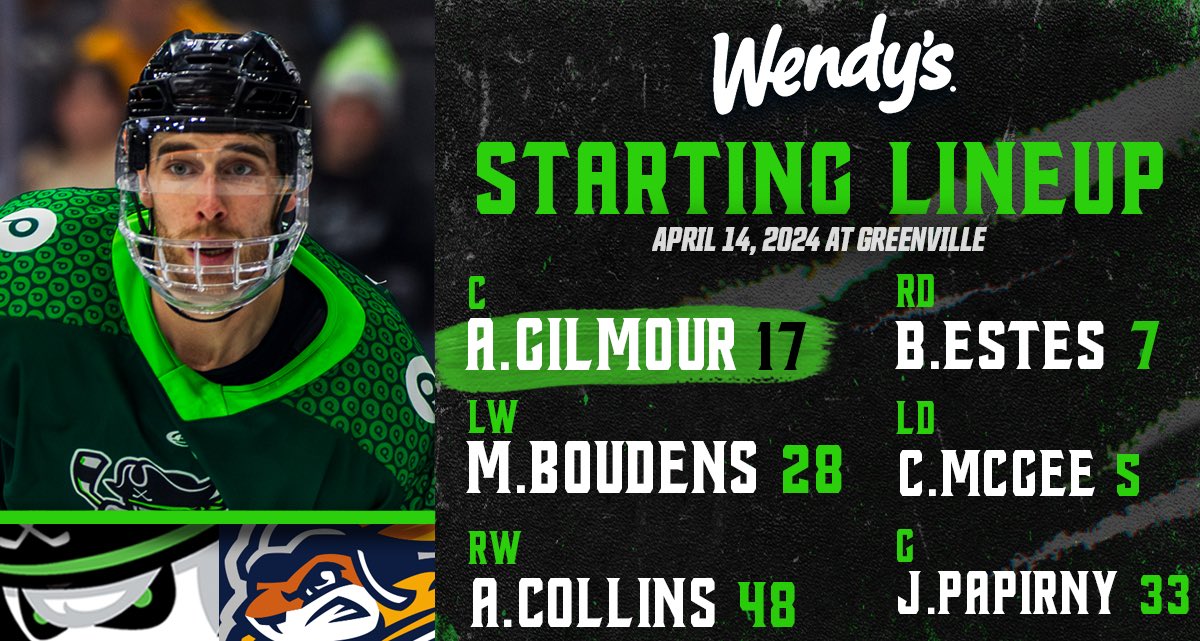 Last game of the year, can’t hold anything back now. Here are today’s starters in Greenville, presented by @Wendys!