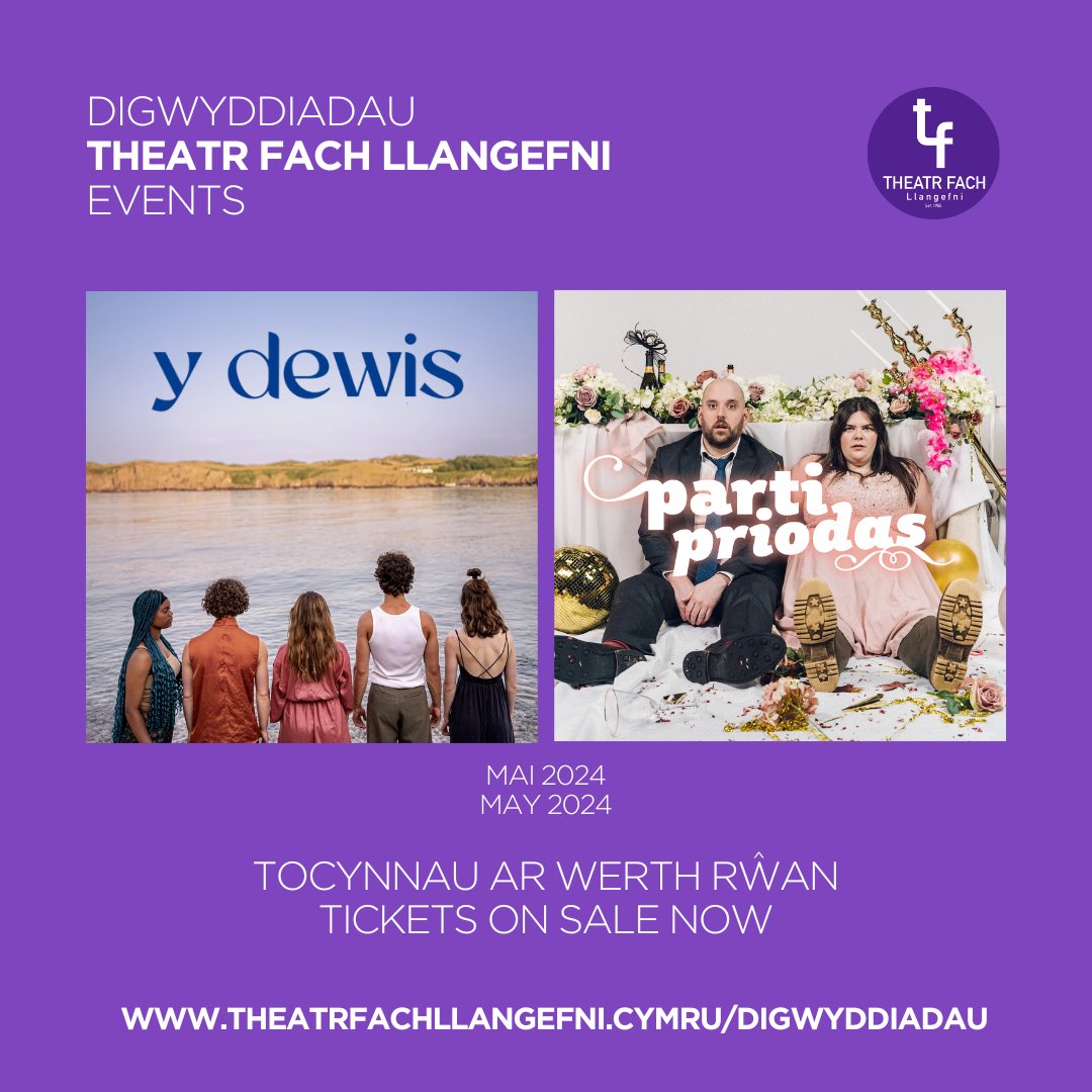 🎭 Digwyddiadau mis Mai / May Events

Y Dewis - 6 Mai @ 19:00

Parti Priodas - 13 Mai @ 19:30

🎟️ theatrfachllangefni.cymru/digwyddiadau
