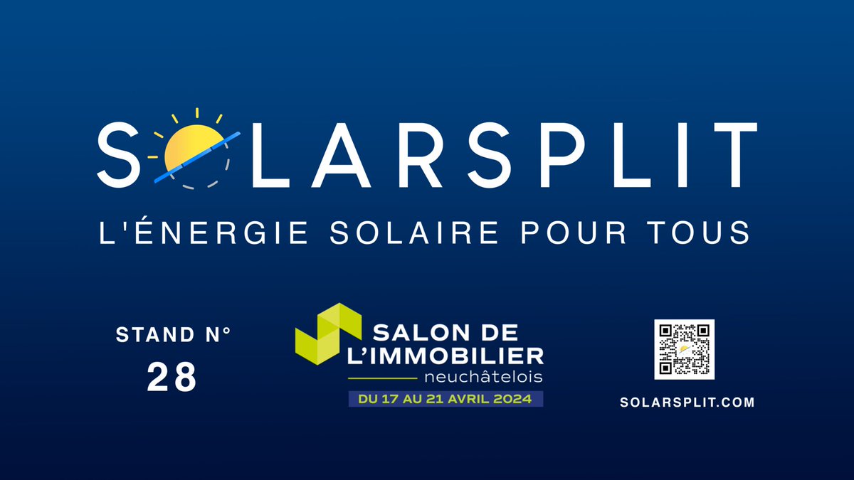 Solarsplit_22's tweet photo. ✨ 𝗥𝗲𝗻𝗰𝗼𝗻𝘁𝗿𝗲𝘇 #SOLARSPLIT 𝗮𝘂 𝗦𝗜𝗡𝗘 𝟮𝟬𝟮𝟰! 🌍🏢

Nous sommes ravis de vous annoncer notre présence au Salon de l'Immobilier Neuchâtelois, du mercredi 17 au dimanche 21 avril.📆

Rejoignez-nous sur le stand N°28 pour découvrir votre potentiel solaire☀️!
#SINE2024 https://t.co/eTdRm0lUV2