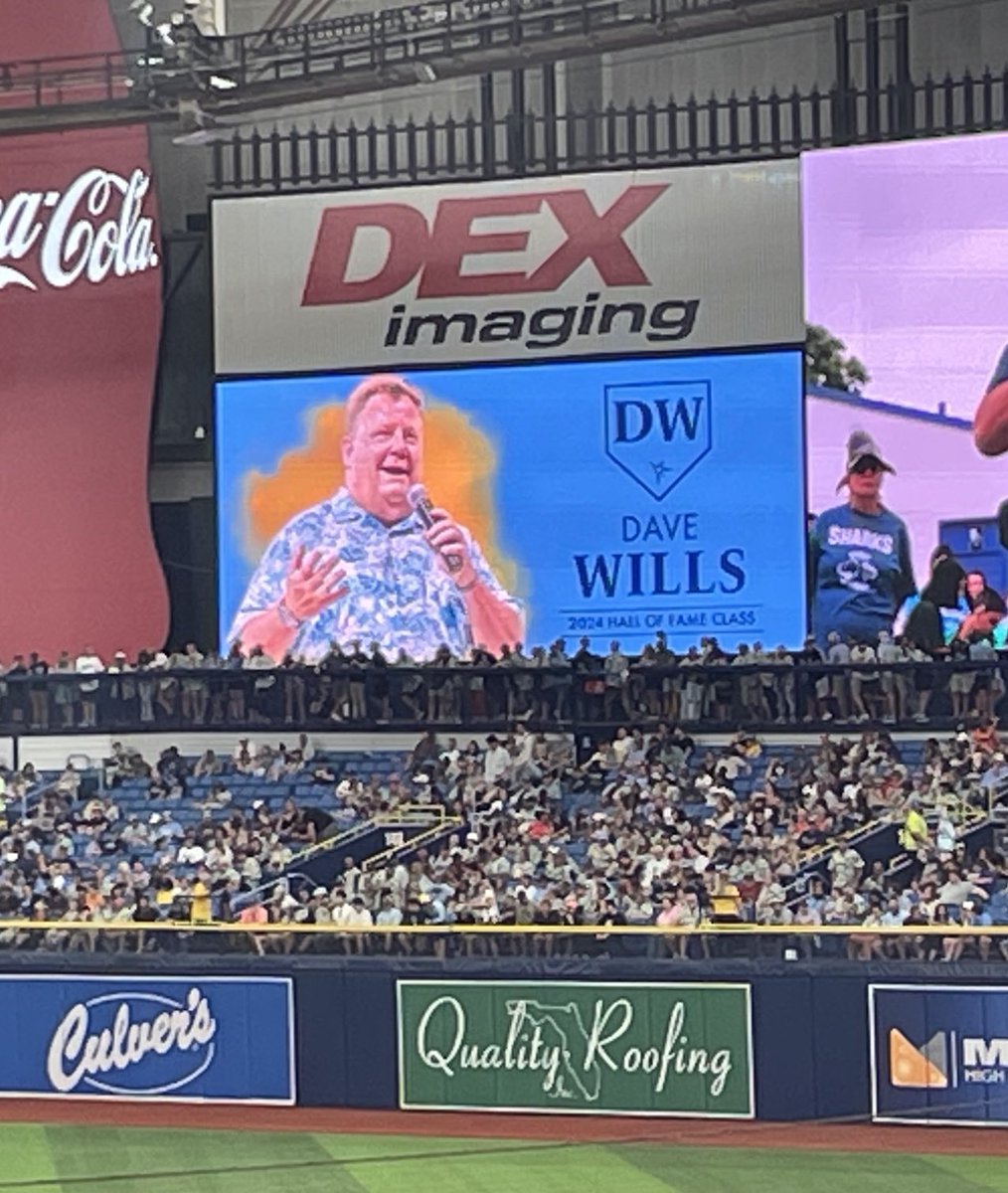 Mixed emotions ⁦@TheTrop⁩ as my friend ⁦@davewills34⁩ is inducted into the ⁦@RaysBaseball⁩ Hall of Fame. I’m sure he is looking down so proud but he is sorely missed.