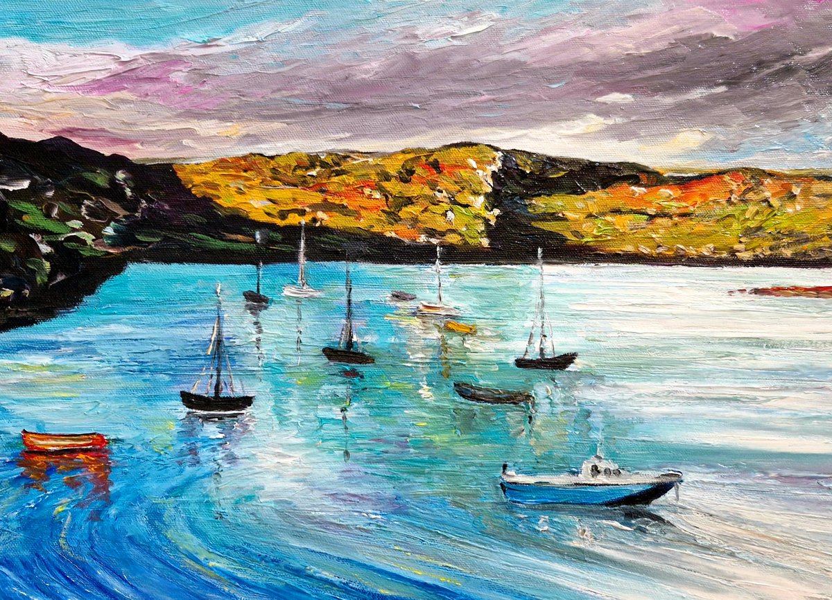 Harbour🩵Inishbofin #Inishbofin #oilpainting thank you @TrishPunch for the inspiring photography 🙏🩷