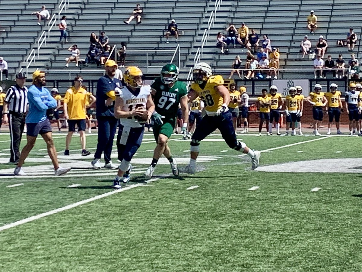 My guy Jon Dykstra does a great job covering NWMSU and nabbed these photos of the Augie at NW scrimmage yesterday in Maryville. Our guy Brandon Misener also took a few shots as he also took in the action.