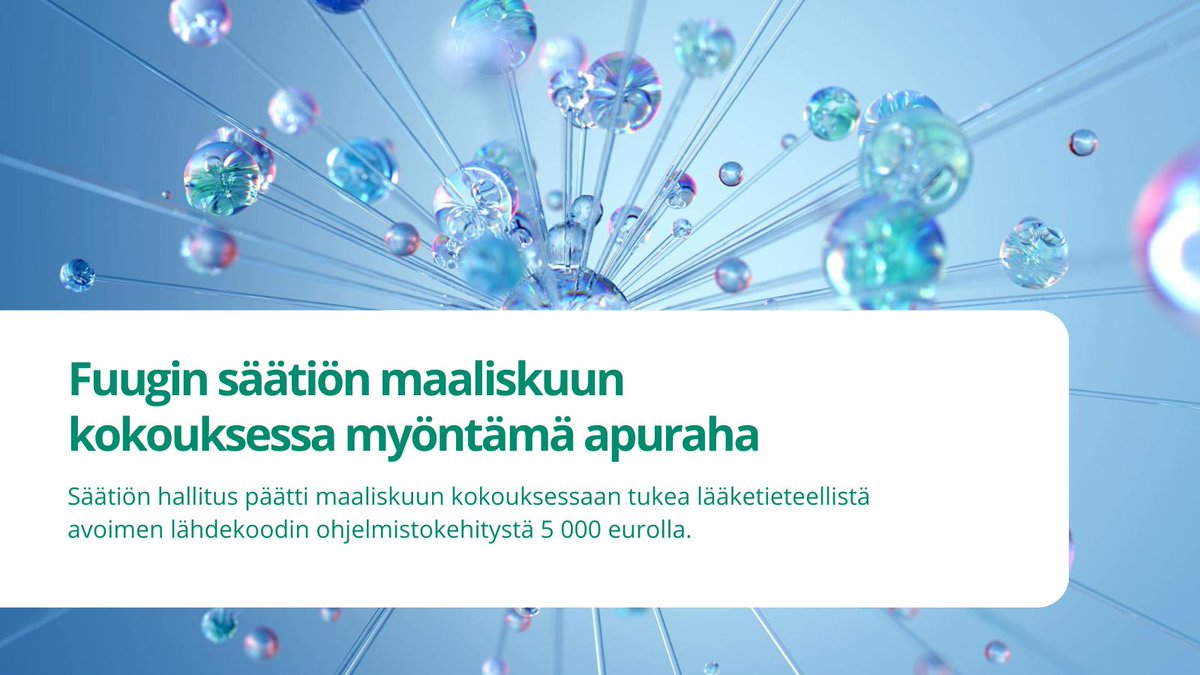 Fuugin säätiö päätti maaliskuussa tukea lääketieteellistä avoimen lähdekoodin ohjelmistokehitystä 5 000 eurolla!

Hae apurahaa avoimen lähdekoodin ohjelmistojen kehittämiseen liittyvään työhön.

#apurahat #avoinlähdekoodi #opensource #tutkimusrahoitus

👉 fuug.fi/2024/maaliskuu…