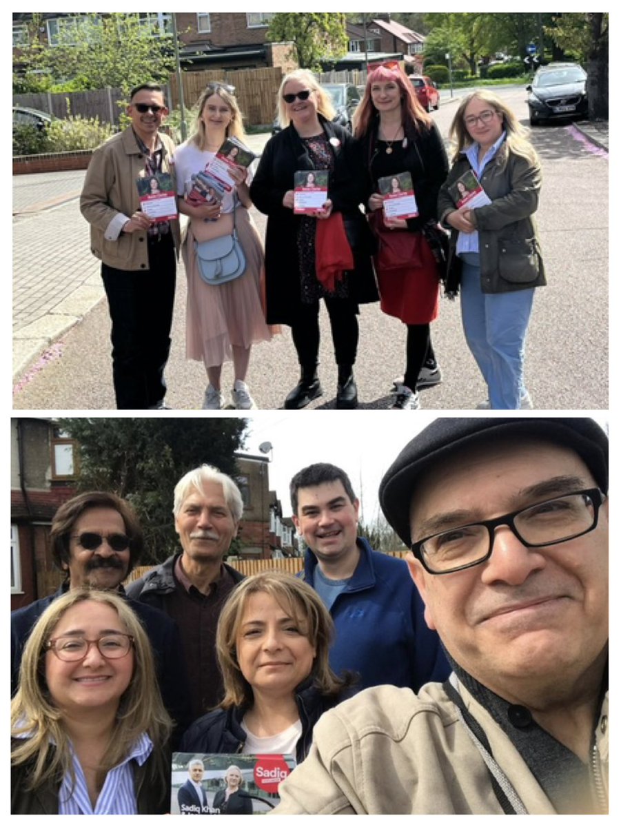 A great day out in the glorious sunshine talking to voters in @ChippingLabour for @SadiqKhan , @anne_clarke & @Dan4Barnet followed by a session on the #Labourdoorstep with our wonderful @E_NorthLabour team for @JoanneMcCartney