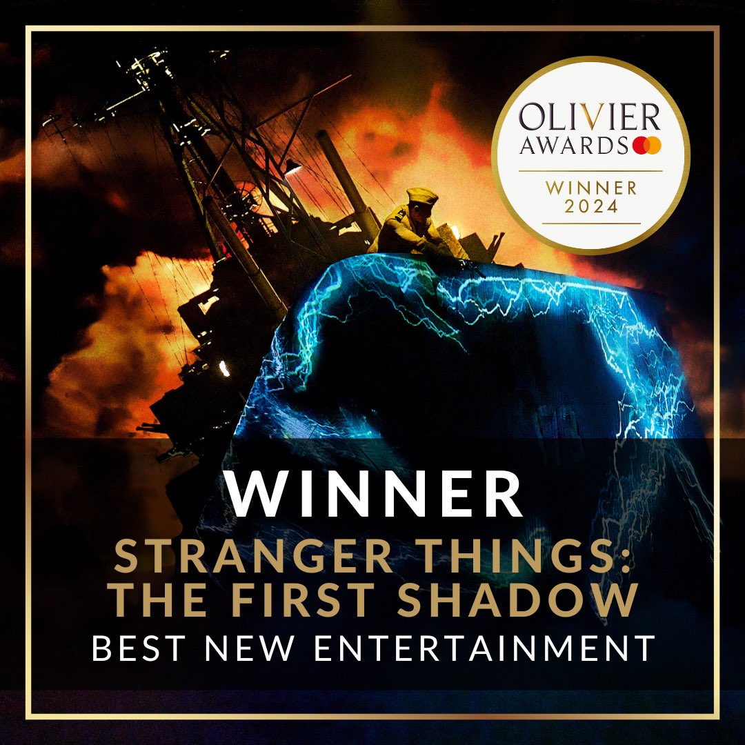 Sonia Friedman Productions (@sfp_london) on Twitter photo Stranger Things: The First Shadow has won the #OlivierAward for Best New Entertainment or Comedy Play. A huge congratulations to the entire company! #OlivierAwards2024 <a href="/OlivierAwards/">Olivier Awards</a> <a href="/STOnStage/">Stranger Things On Stage</a> Stranger Things: The First Shadow has won the #OlivierAward for Best New Entertainment or Comedy Play. A huge congratulations to the entire company! #OlivierAwards2024 <a href="/OlivierAwards/">Olivier Awards</a> <a href="/STOnStage/">Stranger Things On Stage</a>
