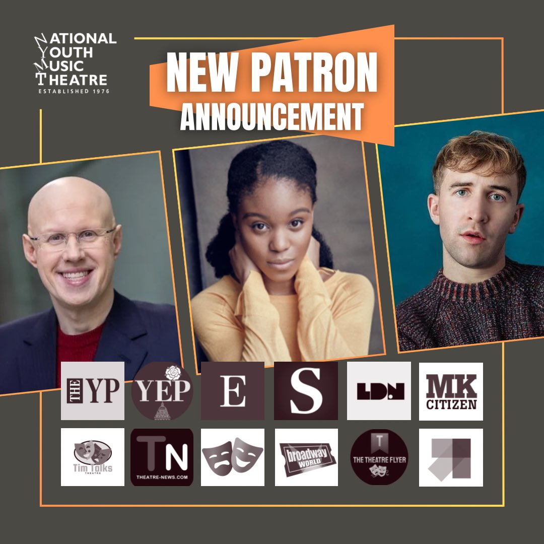 Our new patrons of NYMT! It is an honour to have Matt Lucas, Amara Okereke and Callum Scott Howells on board and we thank you immensely.

We would also like to thank the nationwide publications for covering this exciting news.

#theatrenews #announcement #patron #musicaltheatre