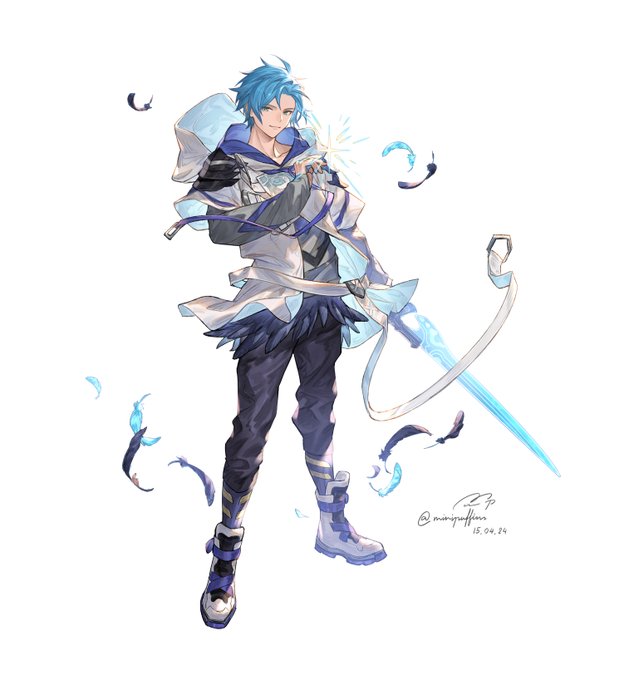 「blue hair feathers」 illustration images(Latest)