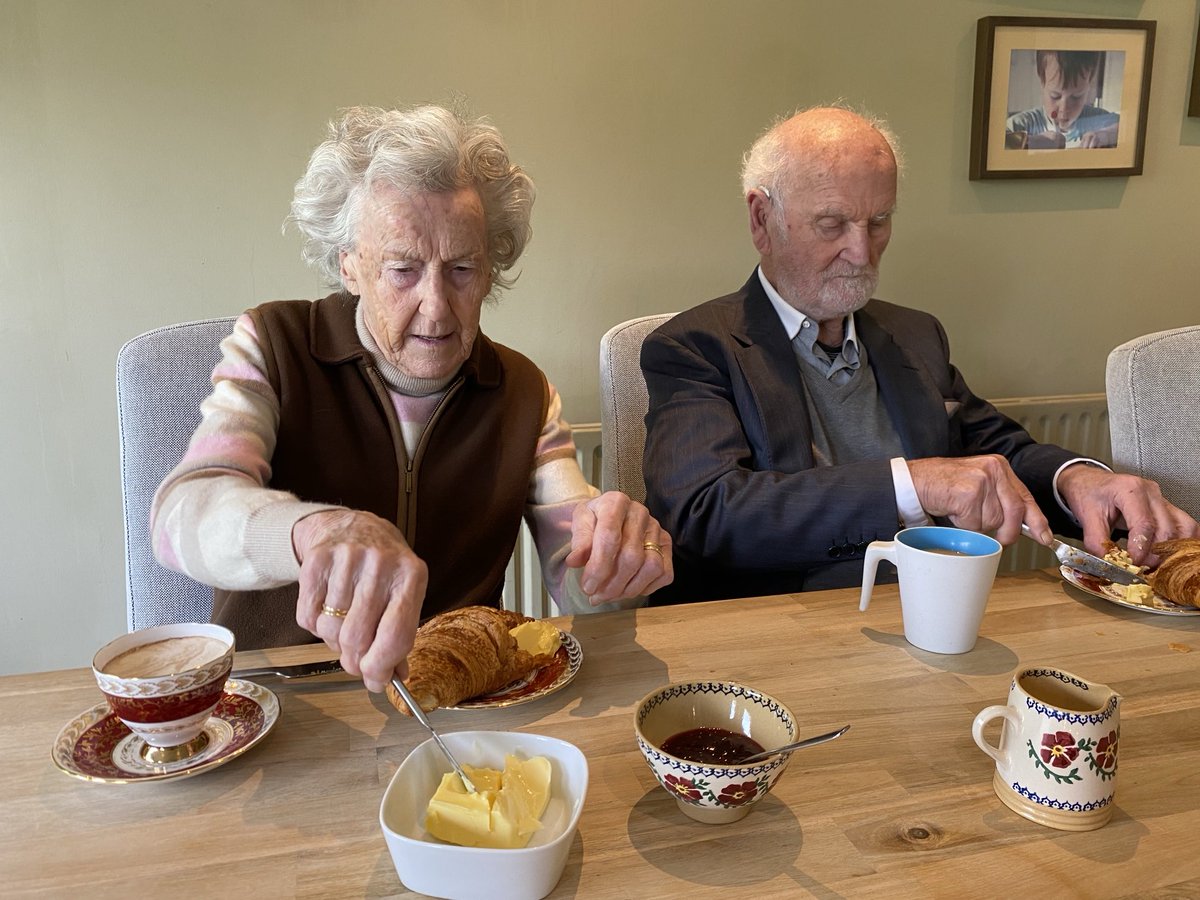 Butter & croissants with their coffee today!😂🥐 ☕️🧈 #Grandparents❤️